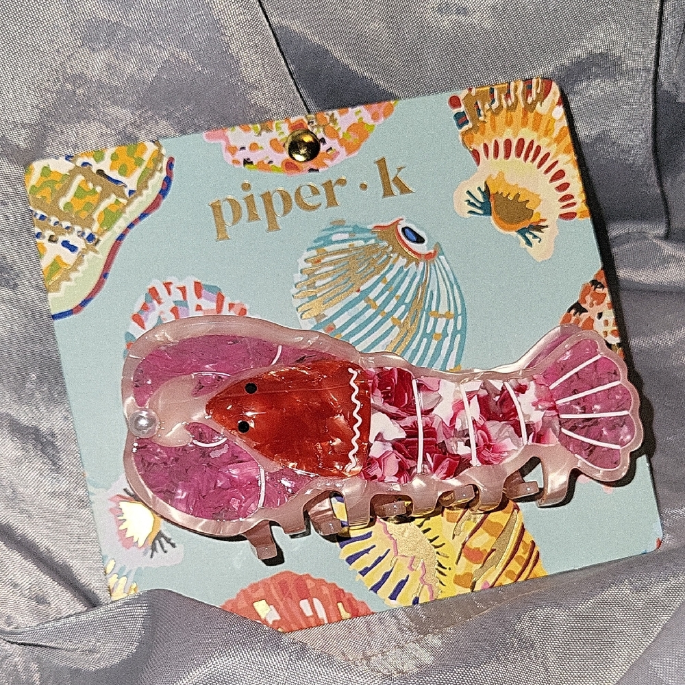 Piper K Pink & Red Lobster HAIR Clip  W PEARL DETAIL  Brand New Li